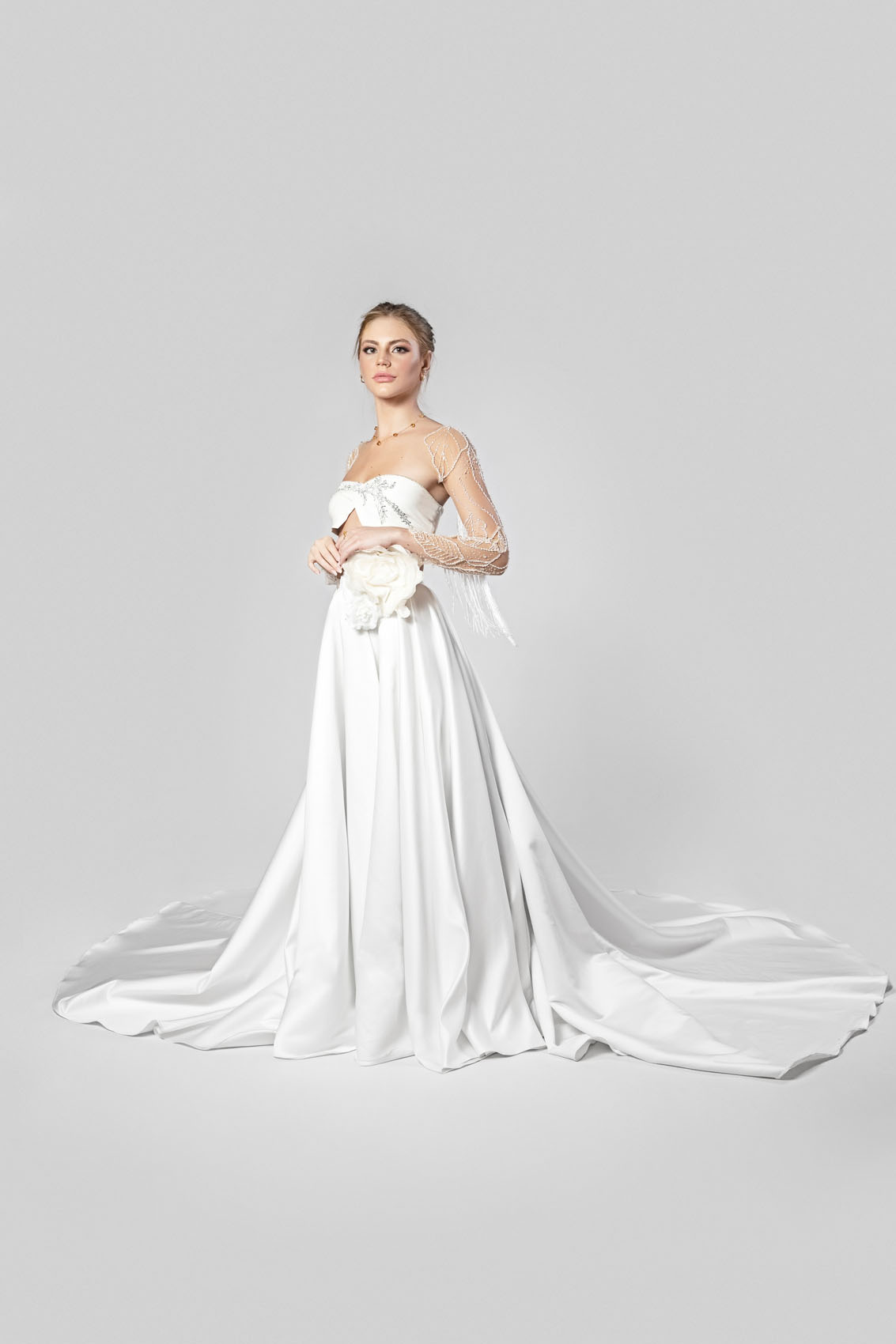 Saia Lisa-Top Saturno- mangas Maria Eduarda -perolas-independentes- (4) - Atelieria trajes para noivas - sc - brasil